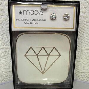 Macy's Sterling Silver Clear CZ Earrings
